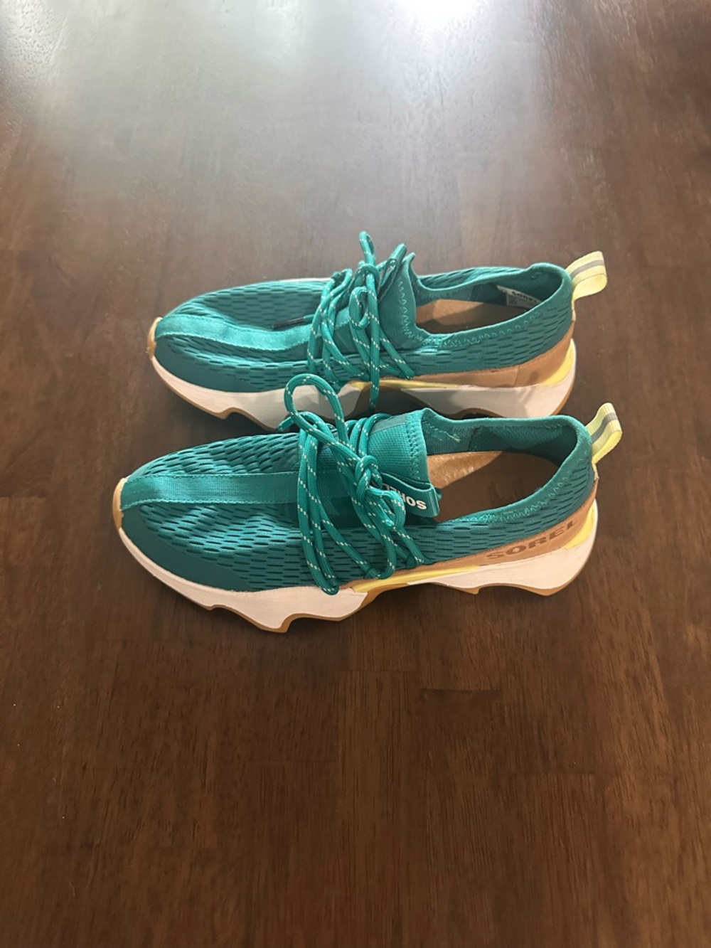 SOREL Teal Kinetic Impact II Lace Athletic Sneakers with Yellow Accent Size 7.5 - Picture 6 of 9